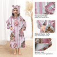 thumbnail image 3 of FORMRS Wearable Blanket Hoodie with Sleeves for Kids Cozy Flannel Sweatshirt, Pink Gingerbread Houses, 3 of 7