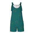 thumbnail image 4 of Nrmvnmi Womens Summer Casual Sleeveless Printed Short Rompers Adjustable Strap Loose Shorts Jumpsuits Overalls with Pockets Green XLMothers Day Gifts, 4 of 6