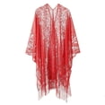 thumbnail image 2 of Conairie Womens Swim Suit Coverup Long Sleeve Loose Hollow Knit Bathing Suits Cover Up Summer Bikini Vacation Long Dress Outfits Red One Size, 2 of 5