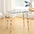 thumbnail image 2 of Folding Camping Table 2ft Portable Pinic Table Adjustable Height Small Card Table Aluminum Foldable Lightweight with Carry Handle for Outdoor Indoor Hiking Camp BBQ Beach (Blooming Floral), 2 of 12