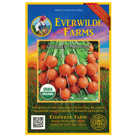 Everwilde Farms - 500 Organic Parisian Carrot Seeds - Gold Vault Jumbo Bulk Seed (Best Carrot Seeds In India)