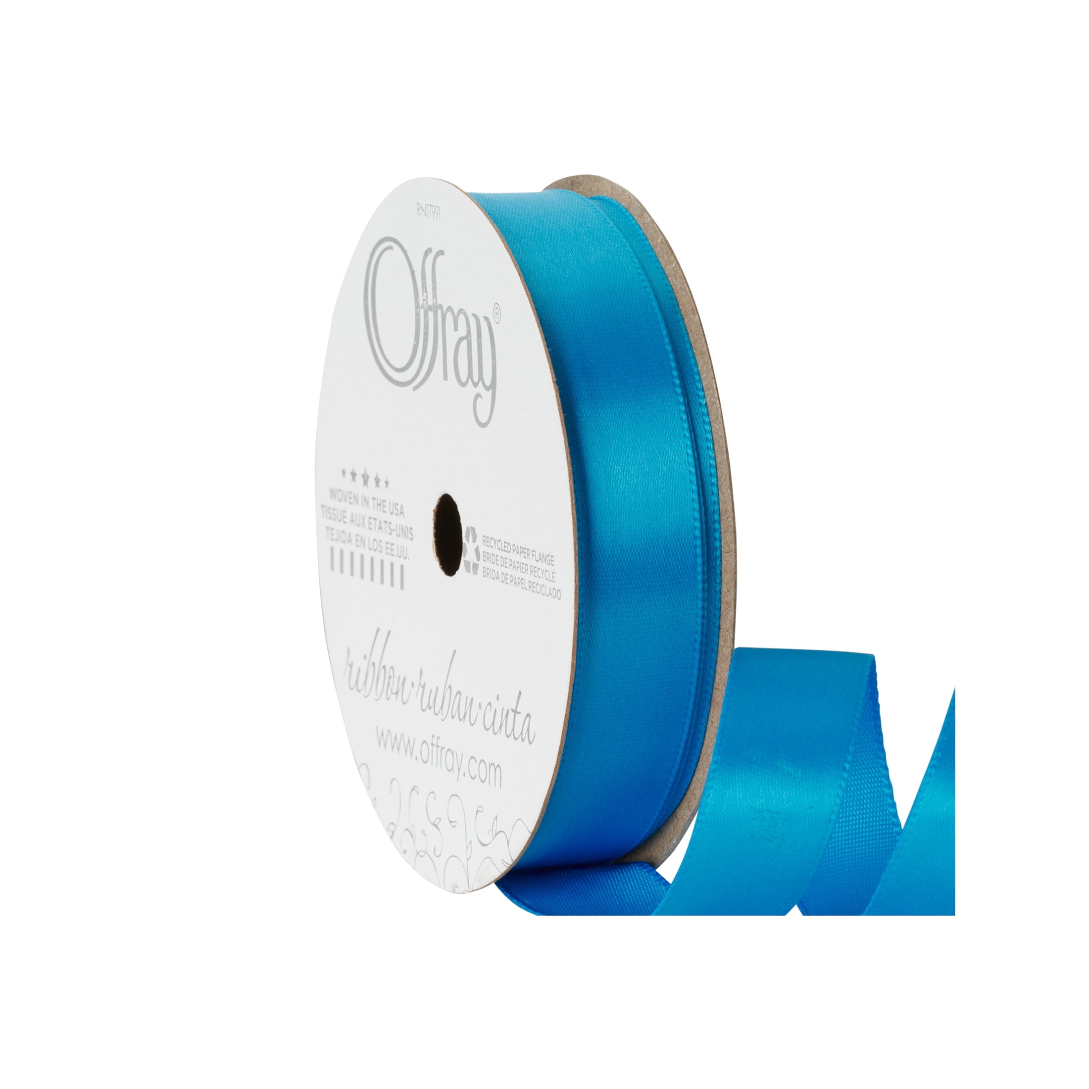 (4 pack) Offray Ribbon, Lagoon Blue 5/8 inch Single Face Satin Polyester Ribbon, 18 feet