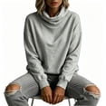 thumbnail image 6 of Women Cowl Neck Turtleneck Knit Pullover Sweater, Soft Thick Long Sleeve Loose Drop‑Shoulder Sweatshirt, Casual Daily Tops for Fall Winter, 6 of 6