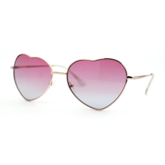 Iconic Valentine Heart Shape Metal Rim Peacenik Love Sunglasses Gold Burgundy Black