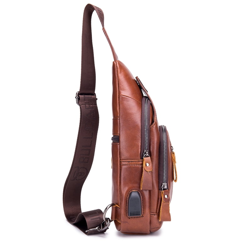Genuine Leather Sling Crossbody Bag, Casual Daypack Backpack, Travel Shoulder Amazon.com | Leather Sling Bag Crossbody Backpack for Men  main image 3