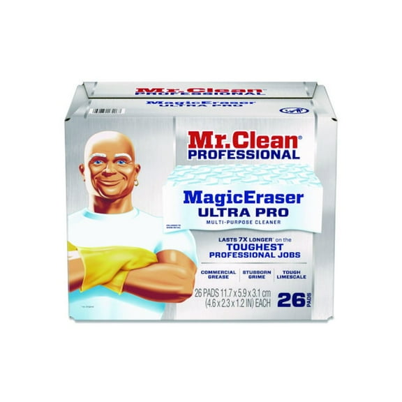 Mr. Clean Magic Eraser Ultra Pro Multi-Purpose Cleaner, 4.72 x 1.38 x 2.56 Thick, White, 26/Carton