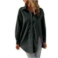 thumbnail image 1 of Moda mujer Casual solapa manga larga Color sólido camisa Top blusa tipo cárdigan de un solo pecho Pompotops  FGAJ21225, 1 of 6