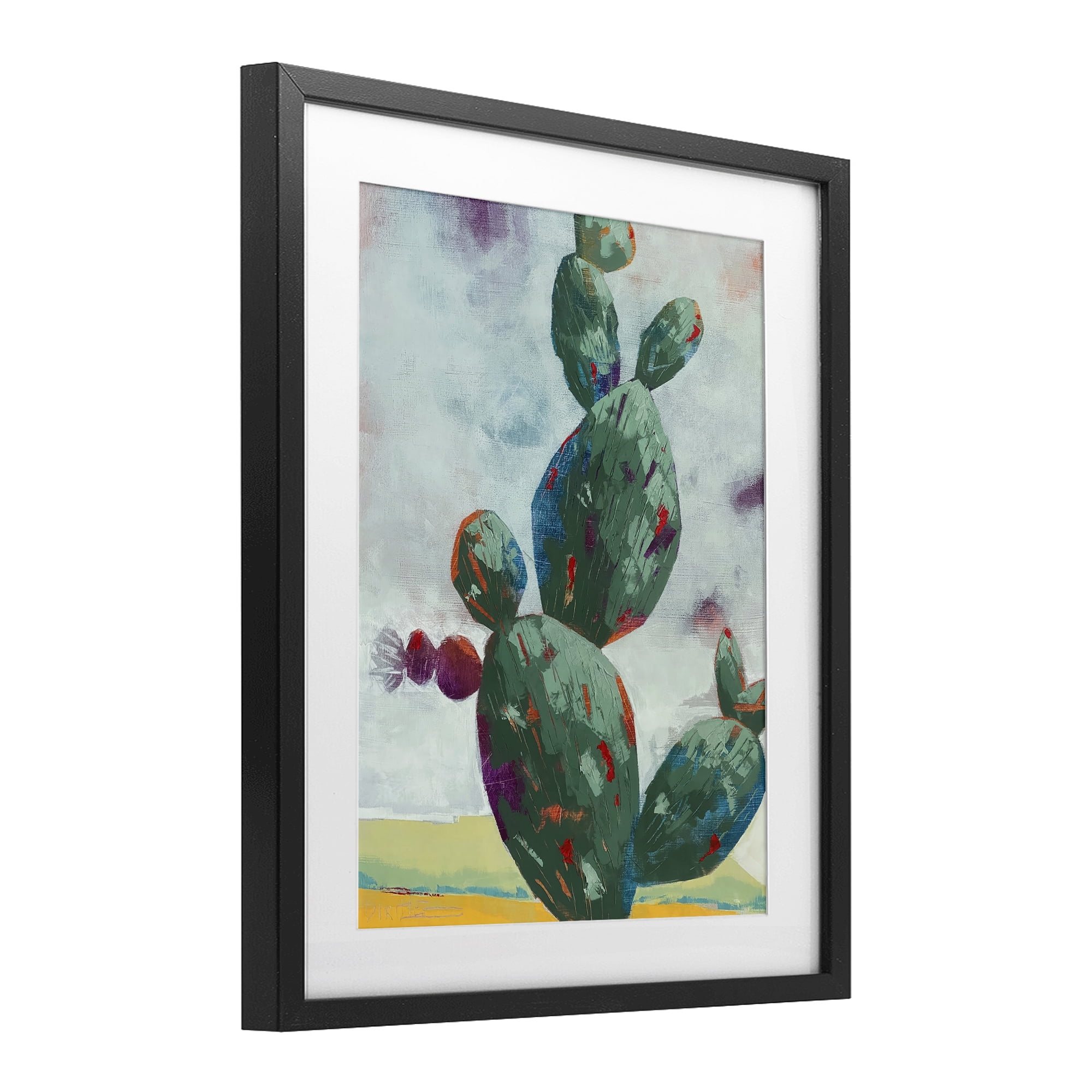 Stand Tall Rounded Cacti Black Framed Print Under Glass, design by Dianna Fritzler