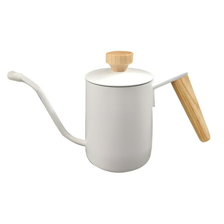 

Lhrmh Stainless Steel Hand Coffee Pot Long Spout Drip Kettle with Heat-Resistant Handle Home Use Coffee Maker White/Black