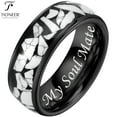 thumbnail image 1 of Tungsten Carbide 8mm Wedding Band in Black or Gold w/ White Turquoise Ceramic Fragments w/ Free Engraving Options, 1 of 5