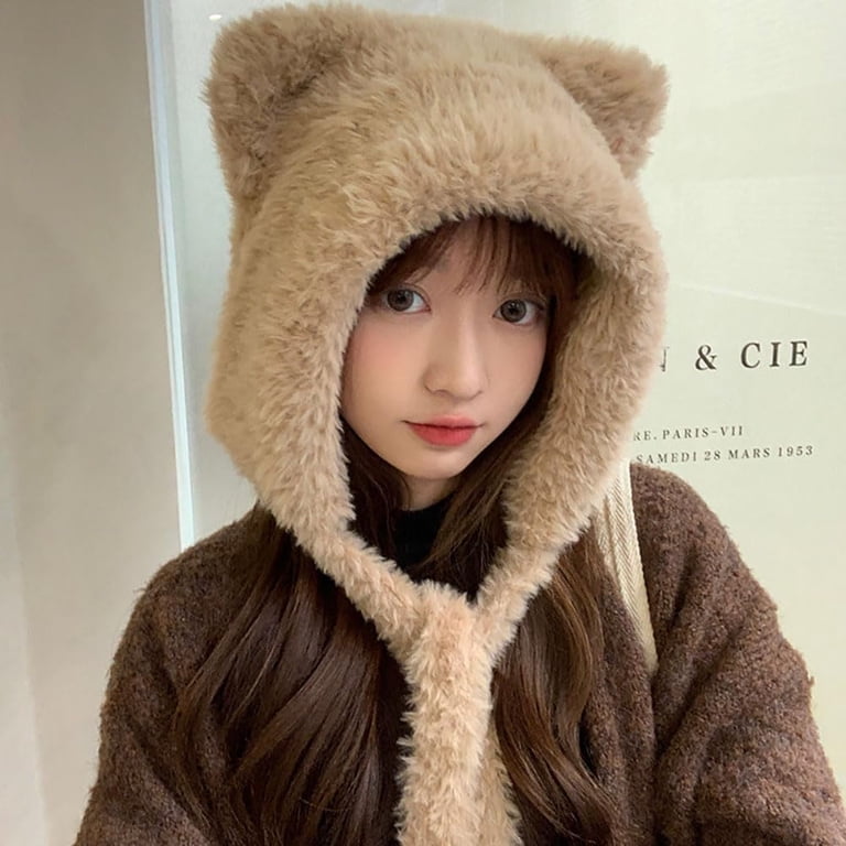 Women Winter Beanie Hats Knit Ear Flaps Cute Stuffed Bear  display picture 1