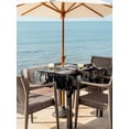 thumbnail image 4 of Square Outdoor Tablecloth with Umbrella Hole Teal Brown Deer Silhouettes Outside Table Cloth Waterproof Patio Table Cover Trees Wooden Retro Art Farmhouse Zipper Tablecloths for Picnic 54x54 Inch, 4 of 8