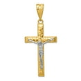 thumbnail image 1 of 14k Two-tone Gold Diamond-cut Crucifix Pendant, 1 of 5
