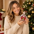 thumbnail image 5 of QISIWOLE Gingerbread House Christmas Ornament with Candy Decor, 2.87 x 2.80 in Plastic Mini House Pendant for Christmas Tree and Holiday Party Decor, 5 of 7