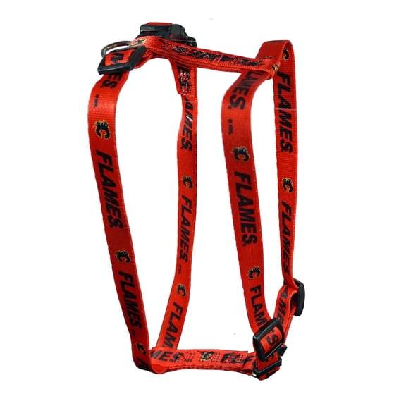 Calgary Hockey Flames Large 1 Inch wide Adjustable Dog Harness - 20" - 30"