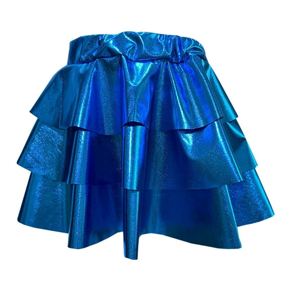 SNKSDGM Black Skirt for Girls 14-16 Children's Dance Dress Gold Foil Shiny Layered Tutu Skirt Pleated Puffed Performance Short Skirt Xl