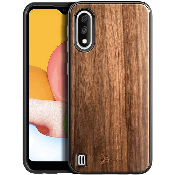 Nagebee Case for Samsung Galaxy A01, [Real Natural Walnut Wood], Dual Layer Hybrid Protective Bumper Shockproof Phone Cover (Every Piece is Unique) for Nagebee Case for Samsung Galaxy A01 2020 - Wood