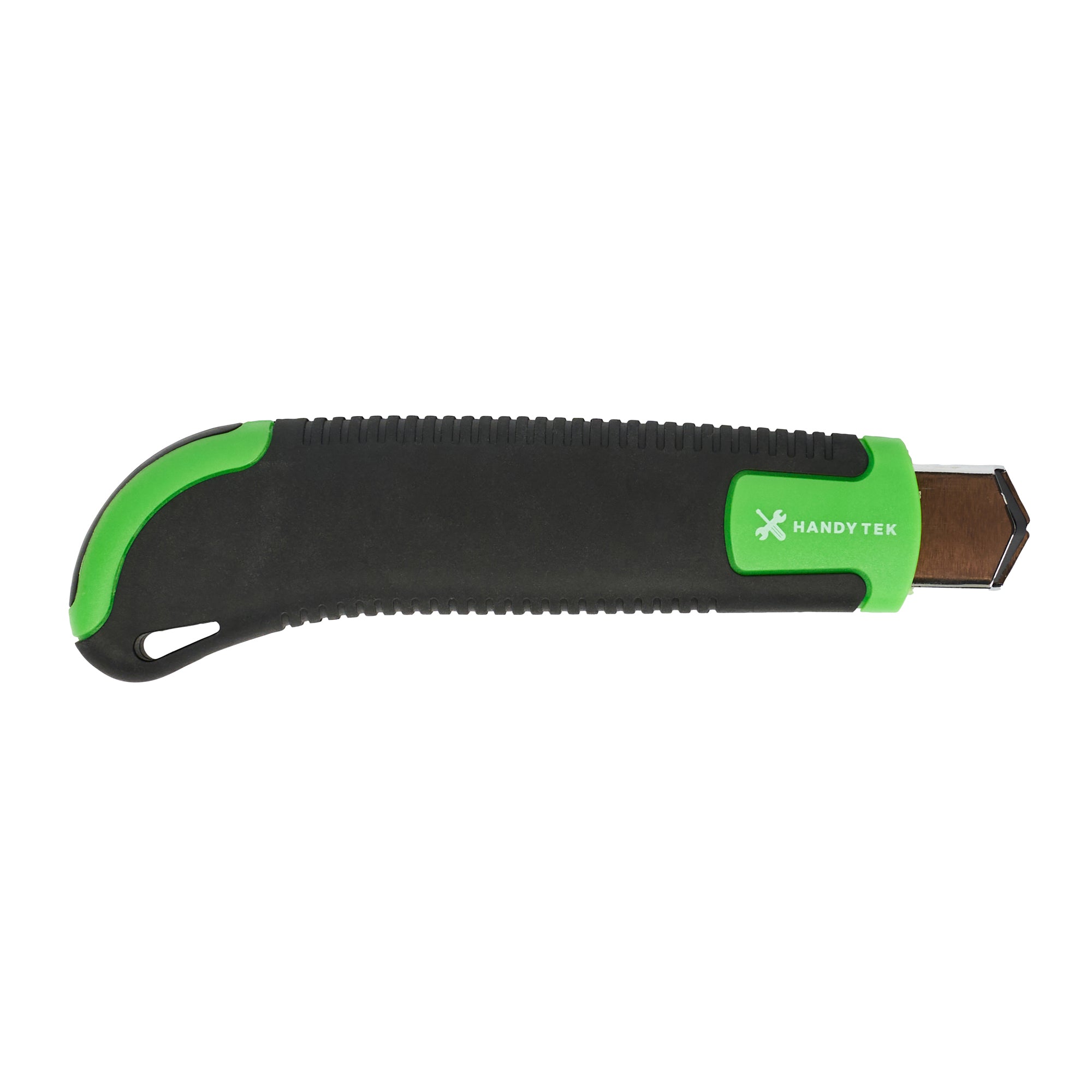 Restaurantware-Handy Tek 6.7 Inch Snap Off Blade Knives, 12 Retractable Box Cutters - Includes 36 Sharp Blades, 18mm Wide, Green Plastic Auto Loading Utility Knives, No-Slip Handle, Built-In Lock
