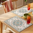 thumbnail image 4 of Bohemia Pattern Placemats Set of 4, Blue Retro Boho Ethnic Farmhouse Flower Non-Slip Place Mats Washable Table Mats for Kitchen Dining Table Decorations Indoor/Outdoor, 4 of 9