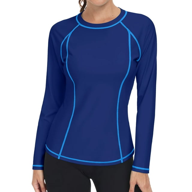 Charmo Hauts de Maillot de Bain à Manches Longues pour Femmes Protection Solaire UPF 50+ Chandails anti-UV Randonnée Course Chandails de Natation Athlétiques