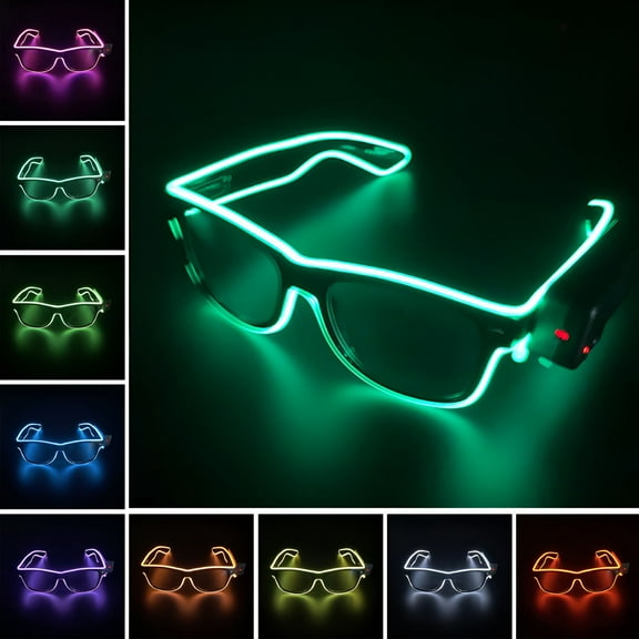 GJX Wireless LED Light Up Glasses Glow in The Dark Neon Rave Glasses for Bar Birthday Party DJ Stage Performance Cosplay