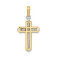 thumbnail image 3 of 14k Gold and Silver Cross Pendant Necklace for Men and Women Polished Finish Dual Tone Religious Jewelry Latin Style Faith Symbol Chain Included, 3 of 7