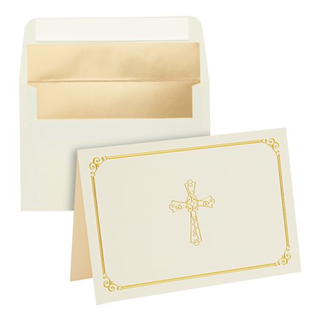 24 Pack Christian Thank You Cards with Gold Foil Cross + Envelopes, 4 x 6 in