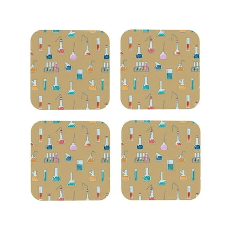 

Fuzoiu Chemistry Class Print Leather Coasters Set Drink Coasters Set of 4 for Tabletop Protection Durable PVC Coasters Home Décor and Housewarming Gift-Square