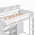 thumbnail image 5 of White Wood Twin Size Loft Bed Offering Multiple Storage Shelves & a Spacious Wardrobe, 5 of 15