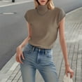 thumbnail image 4 of Pxiakgy Womens Short Sleeve Sweater Mock Neck Summer Casual Basic Knit Slim Fitted Pullover Tops Shirt Ice Silk Sweater Small Turtle Collar Spring And Summer Casual Basic Knitted Slim Fit Pullover, 4 of 5