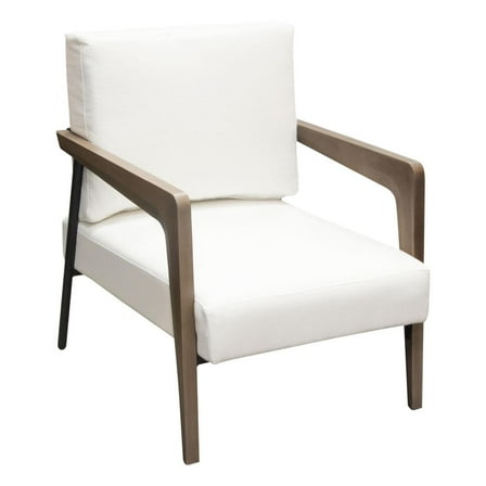 Blair Accent Chair in White Fabric with Curved Wood Leg Detail by Diamond Sofa