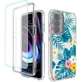 thumbnail image 1 of wonima11 Case for Moto Edge 2021/Moto Edge 5G UW Case with Tempered Glass Screen Protector, Full Body Shockproof Clear Floral Soft Phone Protective Cover for Motorola Moto Edge 2021 (Flowers & Leaves), 1 of 1