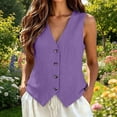 thumbnail image 6 of Womens Vest Top - Cotton Linen Shirts Summer 2026 Button Down Tank Tops Business Casual Boho Sleeveless Blouses, 6 of 7