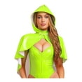 thumbnail image 1 of Eandarui Womens Shiny Wet Look Hooded Cloak With Front Button Closure For Rave And Party Wear Fluorescent Green One Size, 1 of 4