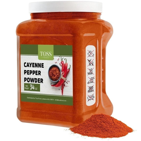 TOSS Cayenne Pepper Powder Bulk 40,000 Heat Units 34 Oz, Garden Protection from Wildlife Ground - Cayenne Powder - Red Pepper Powder Spice for Home and Commercial Cooking