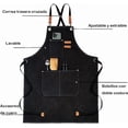 thumbnail image 2 of Mandiles Cocina Hombre, Mandil Parrillero, Mandiles Hombre Chef Delantal de Cocina con 3 Bolsillos para Uso Doméstico, Restaurante, Peluquería (Negro), 2 of 4