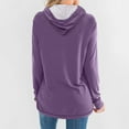 thumbnail image 4 of Women's Fashionable Solid Color Long Sleeved Loose Pile Neck Hooded Sweatshirt Top, Asymmetric Hem Fall Winter Fashion with Soft Material for Stylish Outfits,Purple,3XL, 4 of 6