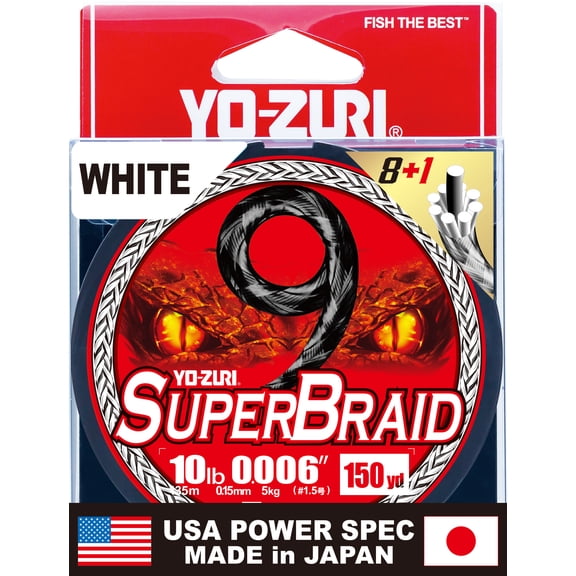 Yo-Zuri SuperBraid 9 White 150yd 10lb Braided Fishing Line