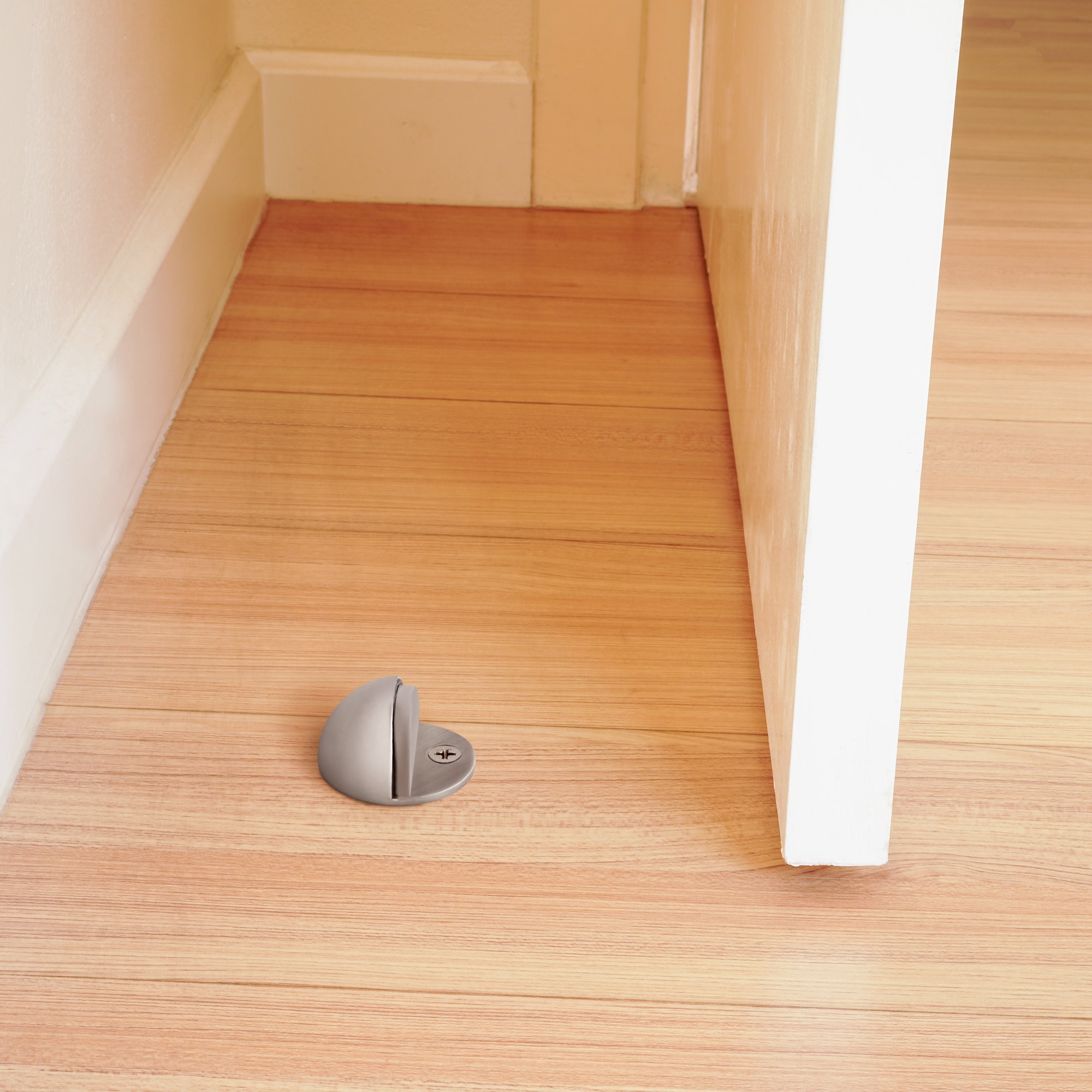 5-Pack Dome Floor Mounted Door Stops with Rubber Stopper, Satin Nickel, Heavy Duty Zinc Construction – Design House, 181883