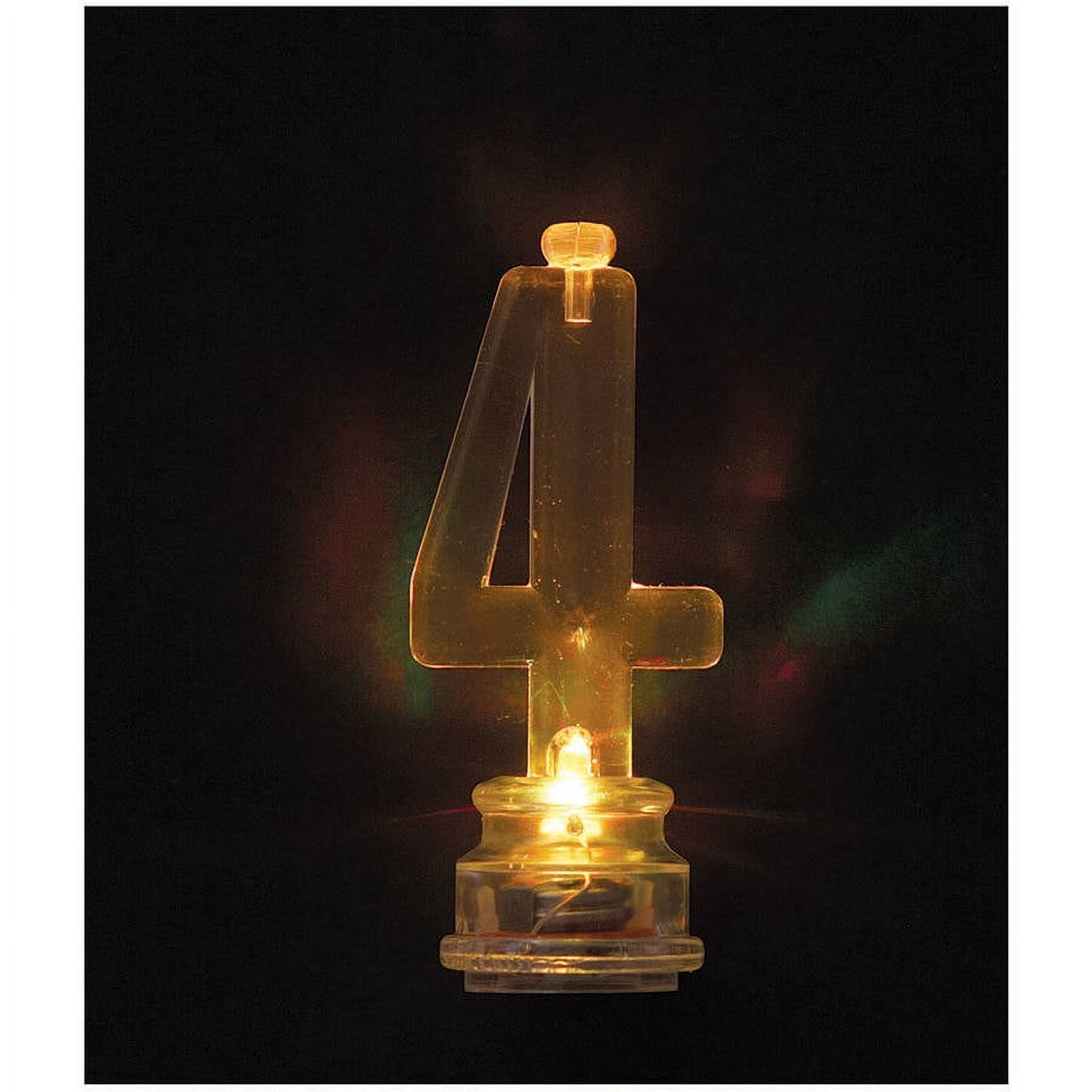 Blinking Number “4” Cake Topper and Birthday Candles Set, 5pcs