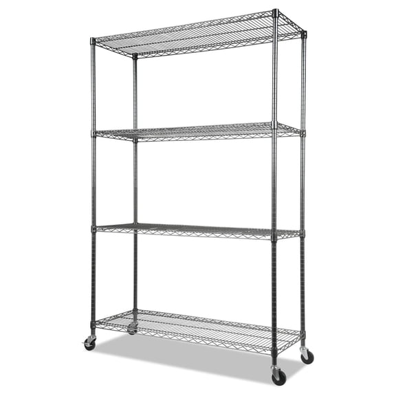 ALESW604818BA in. x 18 in. x 72 in. NSF Certified 4-Shelf Wire Shelving Kit with Casters - Black Anthracite