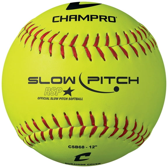 CHAMPRO 12" Slowpitch Practice Softball, Optic Yellow, 12 Pack