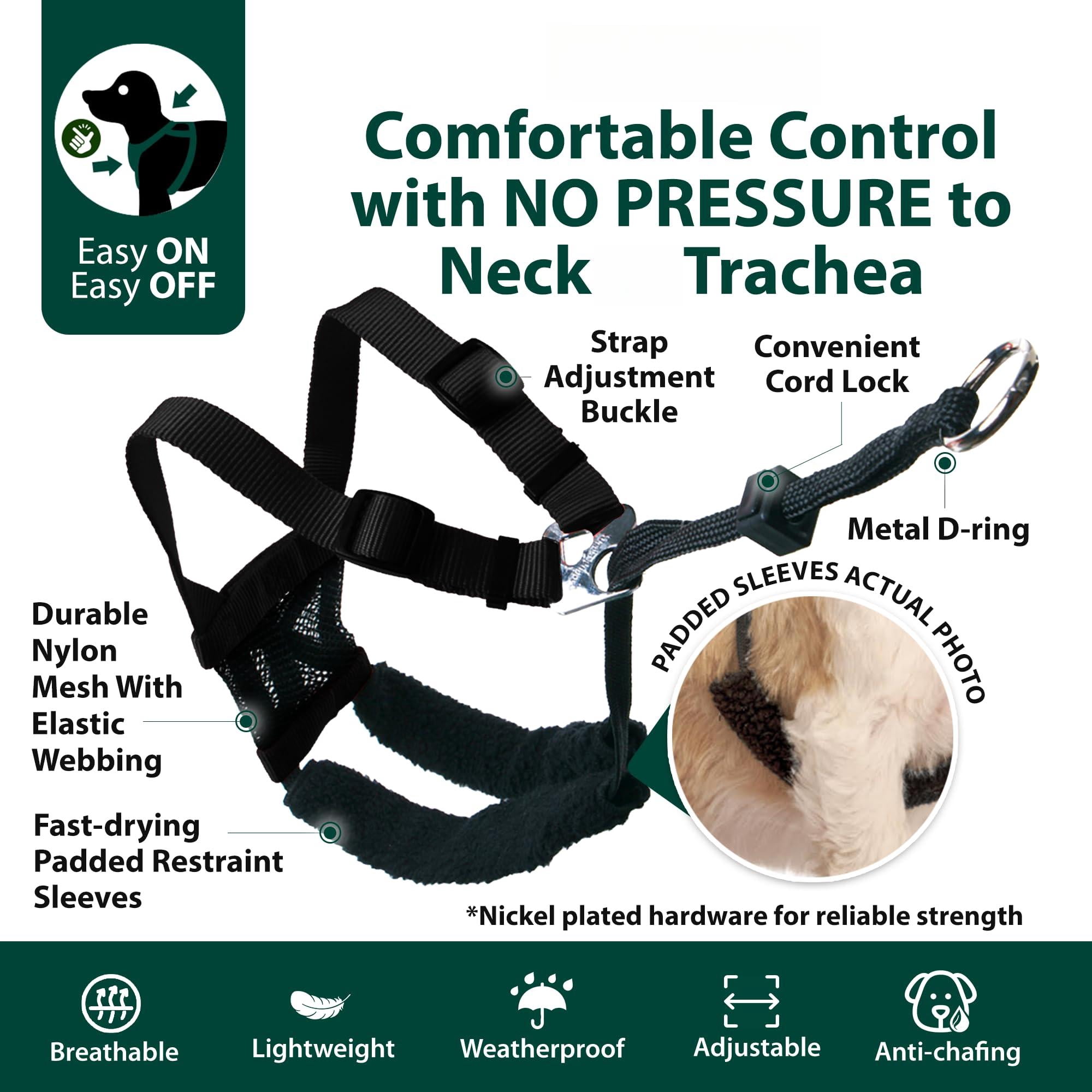 No Pull Dog Harness  Durable Nylon Mesh For Large Dogs Choke Design Padded Restraint Sleeves Adjustable Fit Easy On/off Large/xl Extra Breeds Black