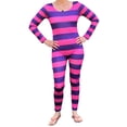 thumbnail image 3 of Txlixc Cheshire CAT Disfraz de Halloween Pink Purple STRIPE Conjunto de juego de rol de manga larga Txlixc moda, 3 of 8