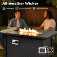 thumbnail image 4 of Toject Outdoor Patio furniture Set 9 Pieces Patio Conversation Set with 42 Inch Fire Pit Wicker Outside Furniture Outdoor Sectional Sofa with Solar Powered Coffee Table for Porch Backyard, Denim Blue, 4 of 13