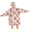 thumbnail image 3 of Pink Cow Strawberry Pattern Blanket Hoodies for Kids 6-13YR Oversize Wearable Blanket Hoodies for Boys Girls Teens, 3 of 7