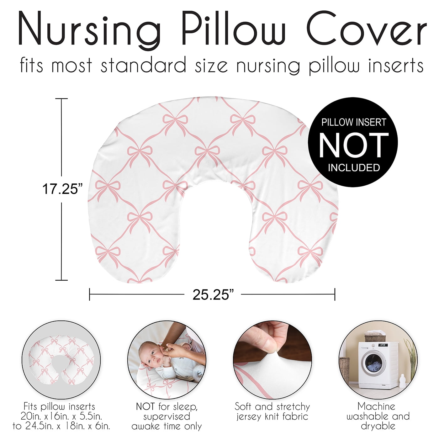 Sweet Jojo Designs Ballerina and Ballet Bows Girl Nursing Pillow Cover Case (Pillow Not Included)