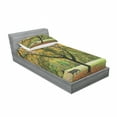 thumbnail image 3 of Ambesonne Fall Fitted Sheet & Pillow Sham Set, Autumn Park Leaves Nature, Queen, Green Yellow, 3 of 3