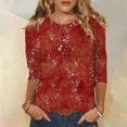 thumbnail image 1 of Hauts pour Femmes Décontractés d'Été Mode Imprimée T-shirt Ample Manches 3/4 Blouse Col Rond Hauts Décontractés Hauts pour Femmes Aguichant Décontracté en Liquidation, 1 of 5