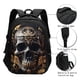thumbnail image 3 of Balery Gold Pattern Black Skull Mochila con carga USB para hombre y mujer - Mochila impermeable y antirrobo para laptop con puerto USB para viajes, trabajo, 3 of 7